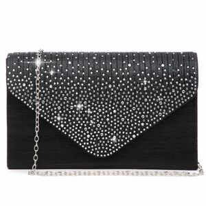 7965 Satin Evening Bag Rhinestone Clutch Purse Wedding Prom Purse Formal